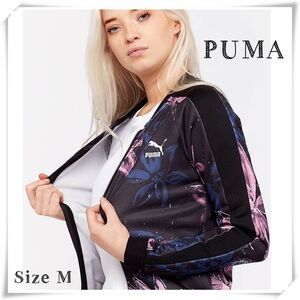 PUMA Archive T7 Track Zip Up Track Jacket in Black Purple Floral Sporty Size M